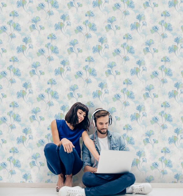نمونه اجرا شده کاغذدیواری گلدار کد 8043