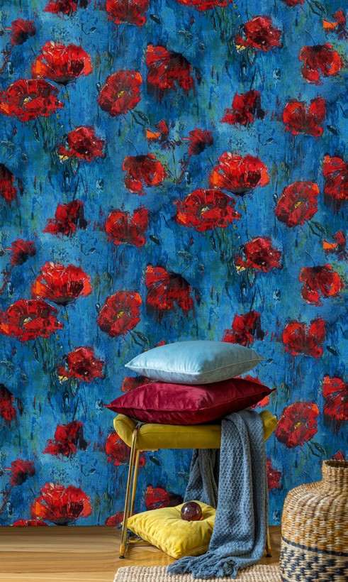 نمونه اجرا شده کاغذدیواری پتینه گلدار کد 8076