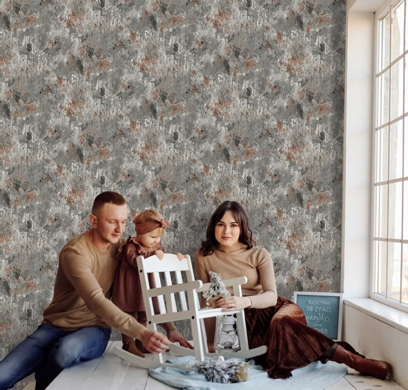 نمونه اجرا شده کاغذدیواری طرح بتن کد 8138