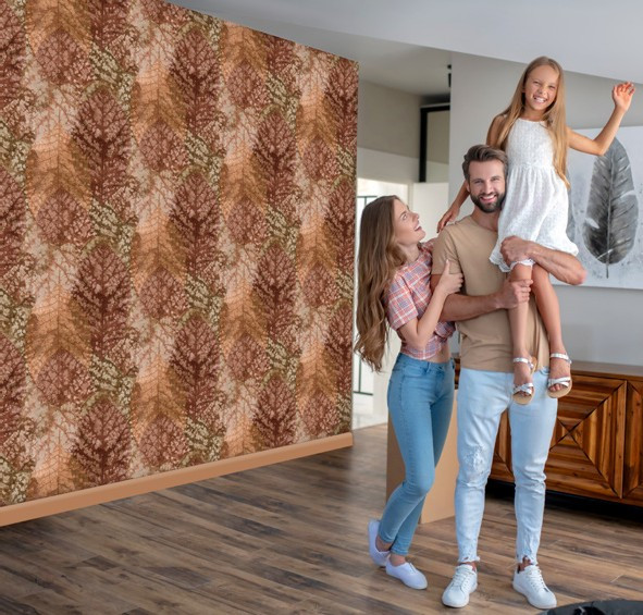 نمونه اجرا شده کاغذ دیواری طرح برگ کد ۸۱53